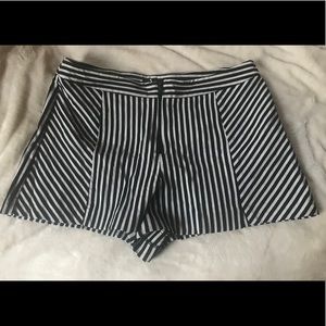 Zara black and white striped shorts.